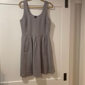 Striped ponte sleeveless dress with pockets
